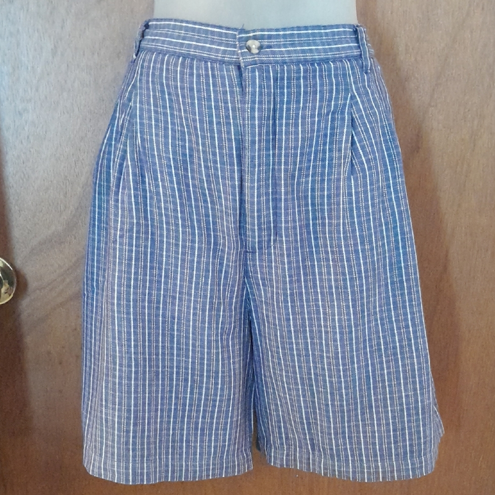 Style & Co. Blue and White Striped Jean Shorts